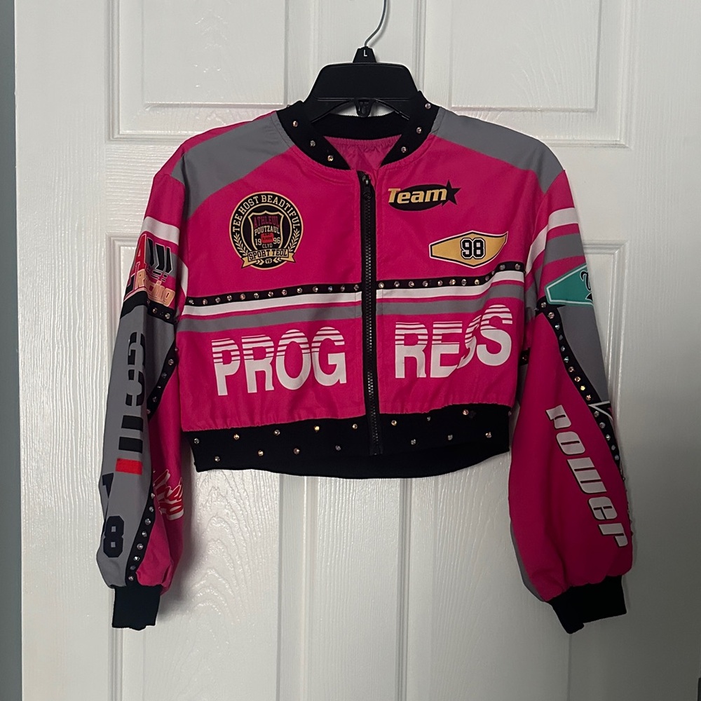 Kids Varsity Jacket - Pink and Gray